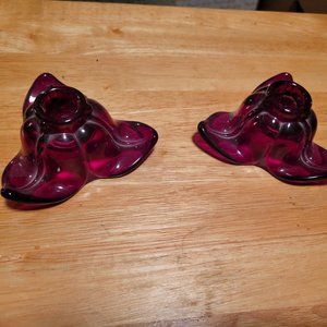 Duncan and Miller Ruby Red Candle Holder Set of 2